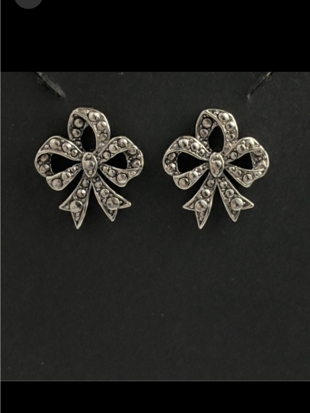 Vintage silver tone bow earrings for pierced ears Women’s costume jewelry